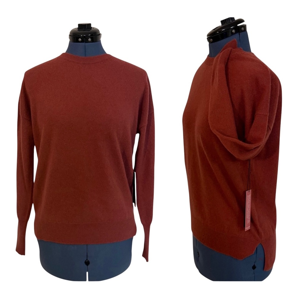 Tahari Womens 100% 2 Ply Cashmere Crewneck Sweater Mauve Relaxed Fall Cozy S NWT
